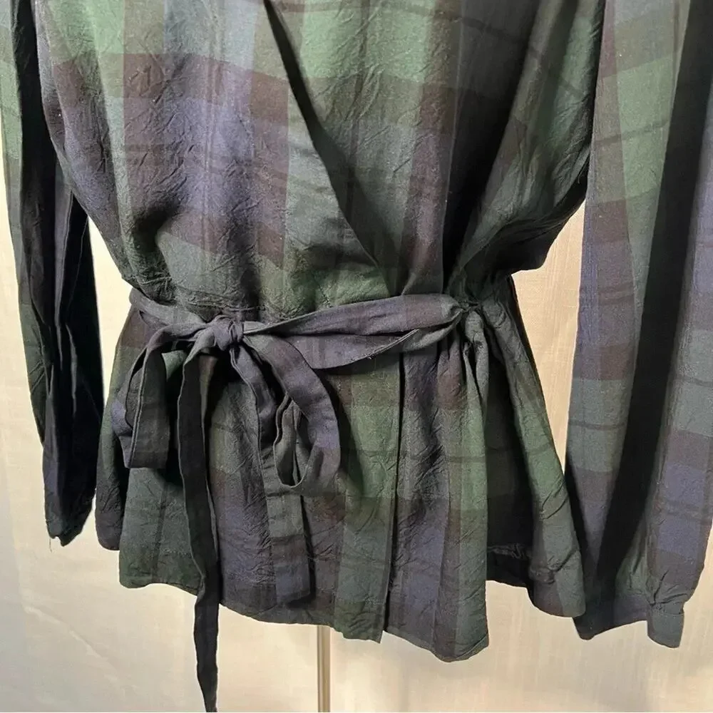 J. Crew Mercantile Plaid Wrap Blouse